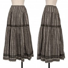 PINK HOUSE Floral Striped Print Lace Taping Skirt Size S-M K-139257 