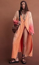 NWT Free People Cardi Maxi C tier Ombre Long Cardigan Duster Cotton Blend M