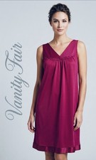 Vanity Fair Vintage Nightgown Size L Burgundy Nylon Tricot Made in USA