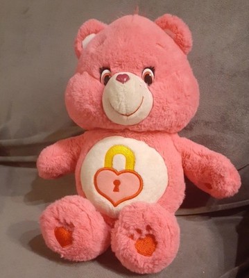 2015 Care Bears Secret Bear Heart Lock Badge 13  Pink Plush Stuffed Toy HTF
