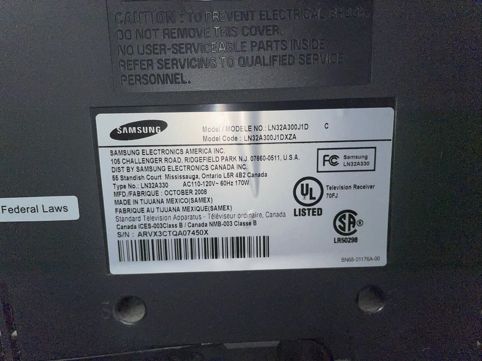 Samsung LN32A300J1D HD LCD TV 31.5 Diagonal Screen. Tested Working - Image 3 of 4