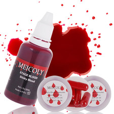 1.06 OZ Edible Fake Blood with 12 Packs Empty Capsules,Washable Stage Blood Sang