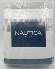 Nautica Galewood Beige Blue Stripe Cotton Reversible 3-Piece Quilt Set King