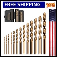 Cobalt Drill Bit Set, 13Pcs M35 High Speed Steel Jobber Length Drill Bit Kit for
