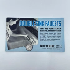 Vintage Blotter Card Double Sink Faucet Wolverine Brass Works Grand Rapids MI D4