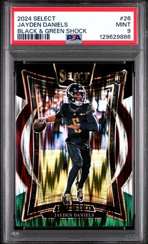 2024 PANINI SELECT BLACK & GREEN SHOCK #26 JAYDEN DANIELS PSA 9