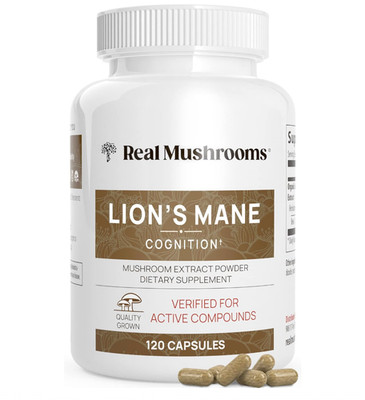 Lion s Mane Real Mushroom 120 Capsules | Brain, Focus & Memory Support