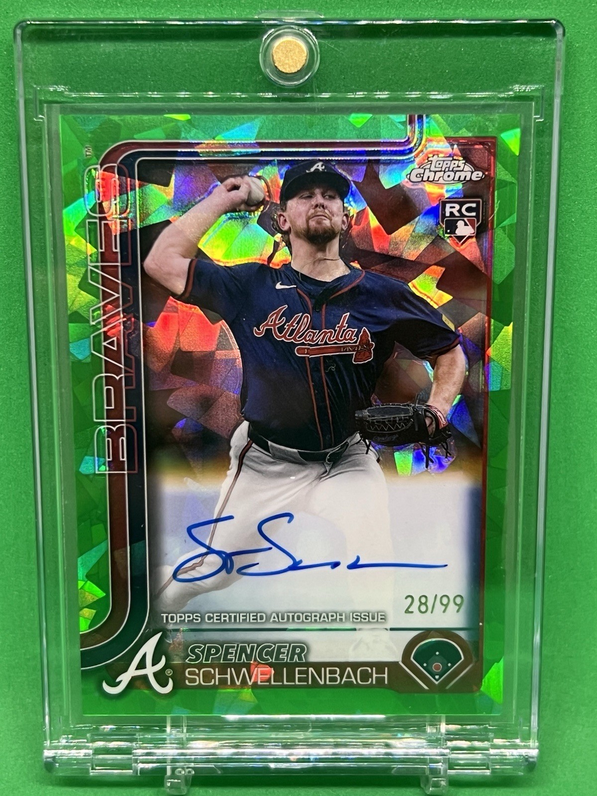 2025 Topps Chrome Sapphire Spencer Schwellenbach Rookie Auto RC Green /99