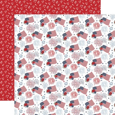 Echo Park All American Cardstock 12X12-Fireworks And Flags