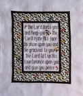finished completed cross stitch unframed Bible verse The Lord bless you and keep
