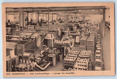 Spa Ardennes Belgium Postcard Monopoly Bottling Hall Bottle Washing c1920's