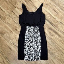 Express Bodycon Dress Black White Zebra Print Colorblock Size Small