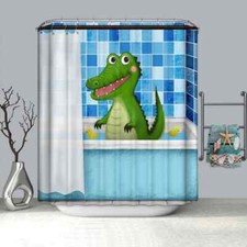 Crocodile In The Bathtub 3D Shower Curtain Polyester Bathroom Decor Waterproof