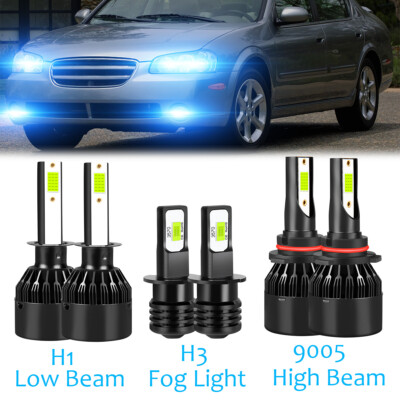 For Nissan Maxima 2002-2003 6X LED Headlight Bulbs High/Low Beam + Fog Light C9B