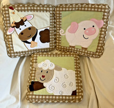 NoJo Baby Nursery Farm Animals Set of 3 Wall Hangings Pig Sheep Cow Chicken
