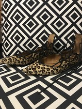 ZARA Ballerina Cheetah Leopard Flats Pointed Toe Shoes Calf Hair Size 37 6.5 US