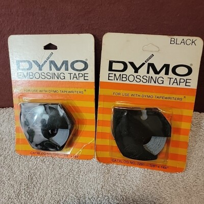NOS Dymo Embossing Tape Blue 3/8'' x 144'' Catalog #7291 Vintage 1971 Black/Blue
