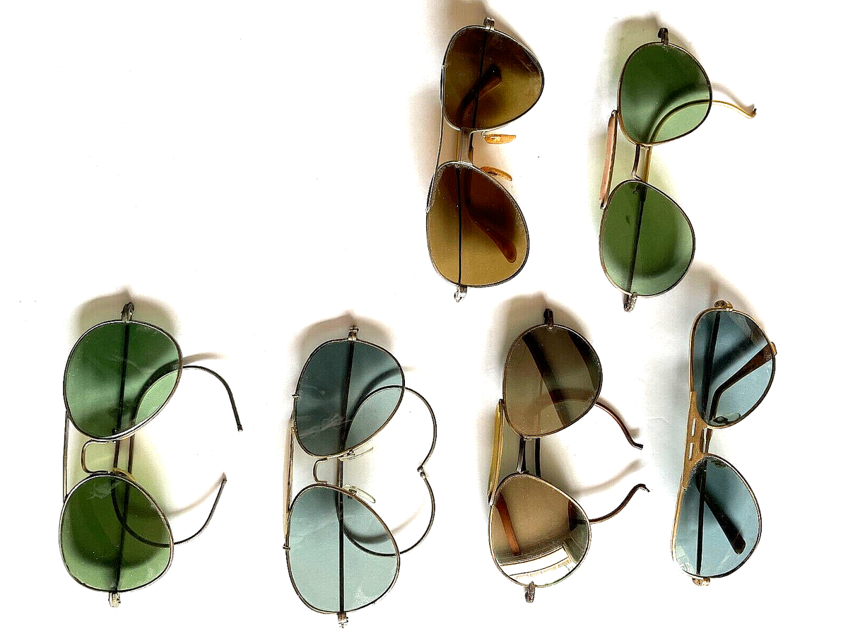 SIX-Vintage 1930's ~ 70's Men's Off Brand USED Military Pilot