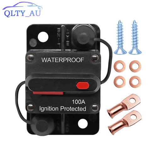 50A Inline Circuit Breaker 12V-48V DC With Manual Reset Stereo Audio Amplifier Waterproof For Automotive Marine Boat Rv Audio System Protection 50a