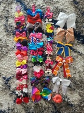 Hair Bows - Lot of 73 Bows Plus 3 Bow Ribbon Holders