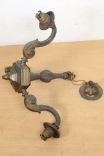 Vintage Brass Chandelier Ceiling Light 3 Arm Scroll with Rose Bracket