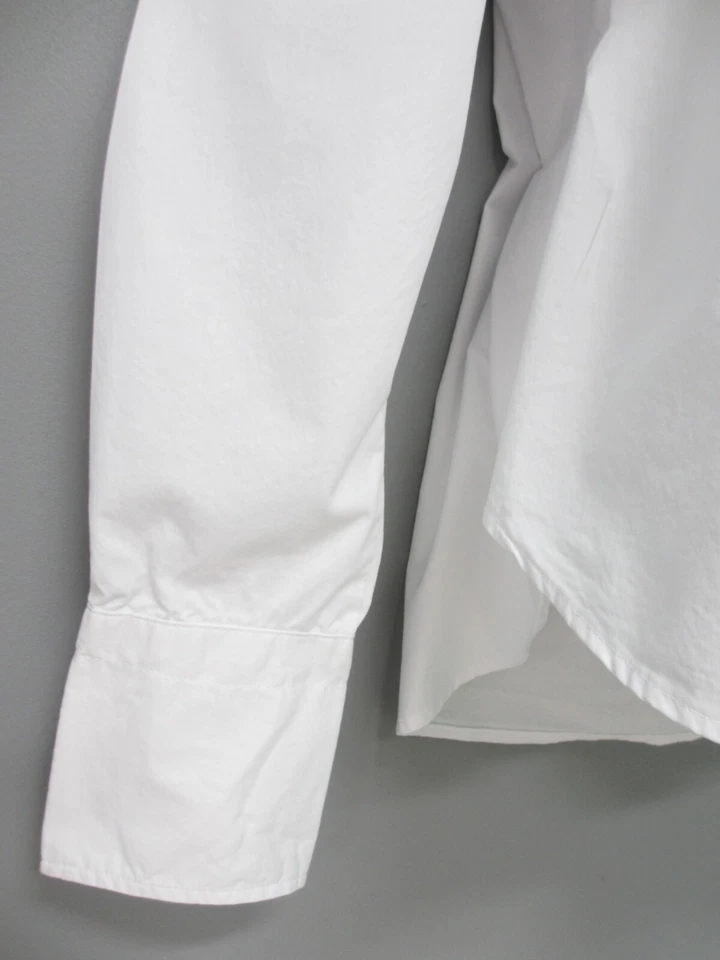 H&M Crisp White Classic Cotton Blouse Women's L Long Sleeve Shirt Button Up Top - Image 3 of 4