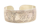 S. KIRK & SON 925 Sterling Silver - Vintage Floral Etched Cuff Bracelet - BT1829