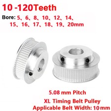 XL 10mm Timing Belt Drive Pulley 10 20 30 40 50 60 70 80 100 Teeth 4-20mm Bore