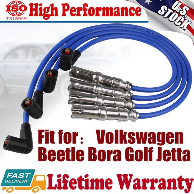 Set of 4 Spark Plug Wires for VW Volkswagen Beetle Jetta Golf GTI City