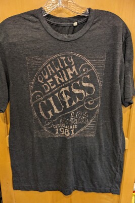 Guess Mens Logo Los Angeles T shirt Size Large Black Quality Denim Since 1981
