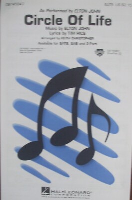 Lion King-Circle Of Life, Elton John, Tim Rice; arr K Christopher single copy FS
