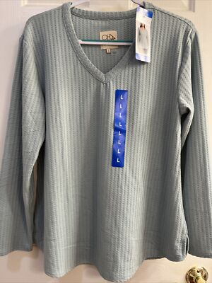 New Chaser blue-green long sleeve top, women s large