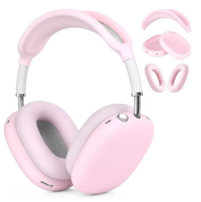 3PCS Schutzhülle kompatible mit Apple Airpods Max,weiches Silikon, waschbar Pink