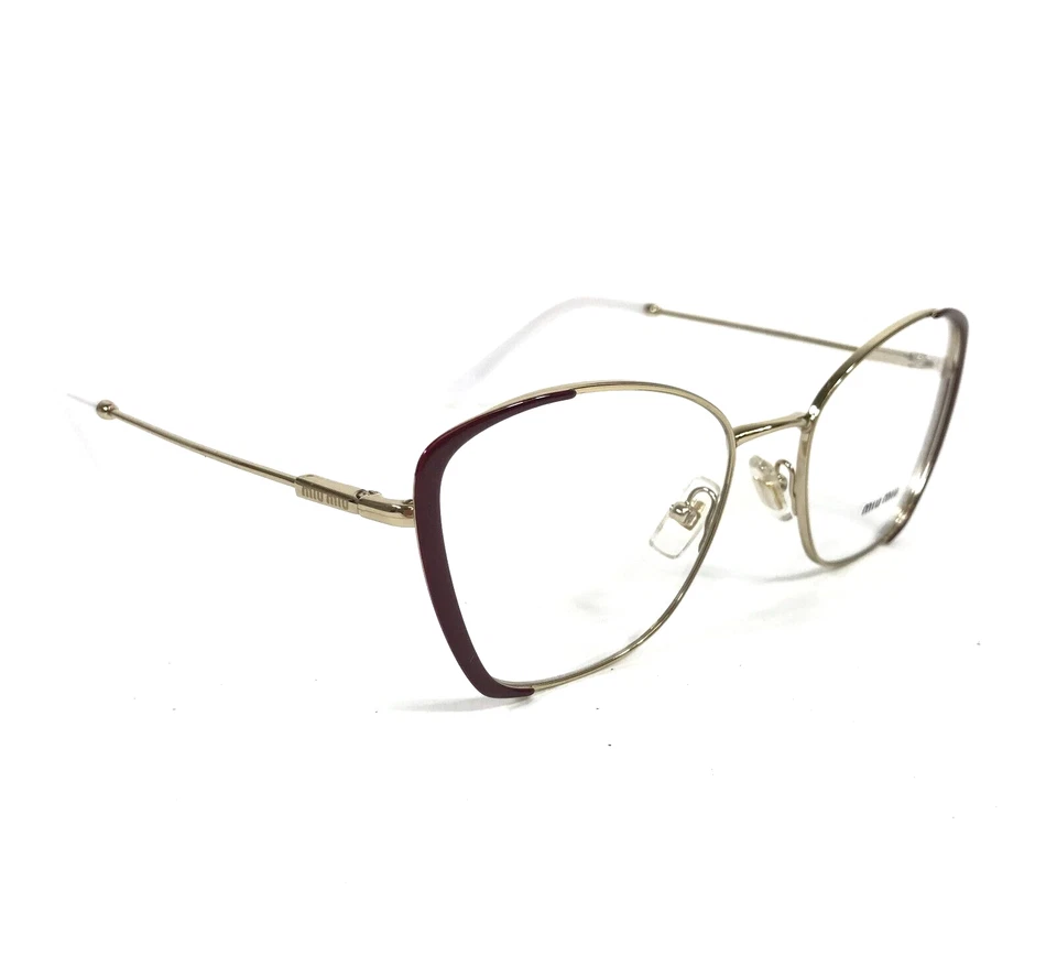 Monturas de gafas Miu Miu VMU51U 09X-1O1 marrón dorado ojo de gato borde completo 54-18-140 Foto 3 de 4