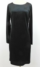 Tahari Black Velvet Sheath Dress Textured Velvet Long Sleeve NWT Size M $128