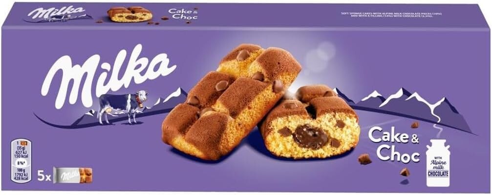 Pasteles de galletas suaves Milka Cake & Choc con relleno de cacao | 175 g / 6,17 oz