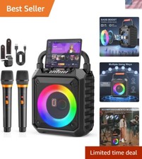 Rechargeable Karaoke Speaker with HD Sound  Colorful LED Lights for Parties
