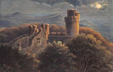 A167 Germany 1921 Auerbacher Schloss Castle Moonlight vintage postcard