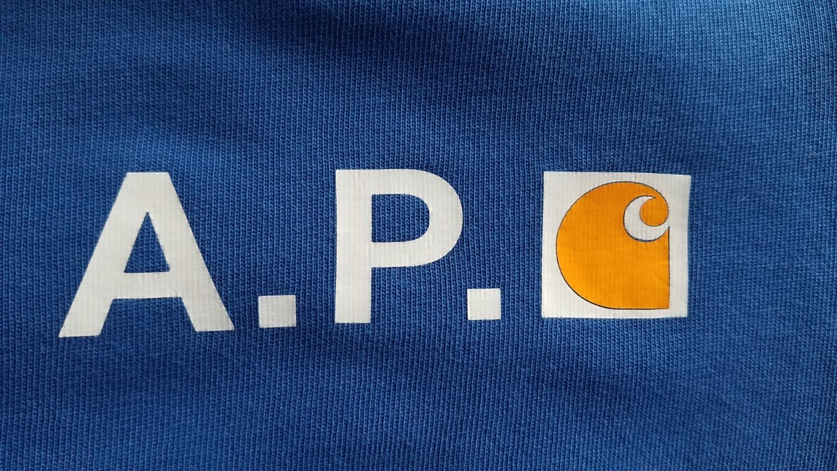 A.P.C. x CARHARTT WIP Fire Logo Womens Royal Blue T-shirt size