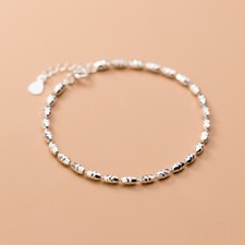 Fashion Woman REAL S925 Sterling Silver Cute Balls Beads Beans Bracelet Bangle