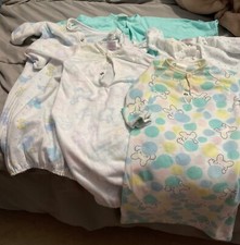 5 newborn Layettes, Healthtel, Fisher Price, elastic bottom plain