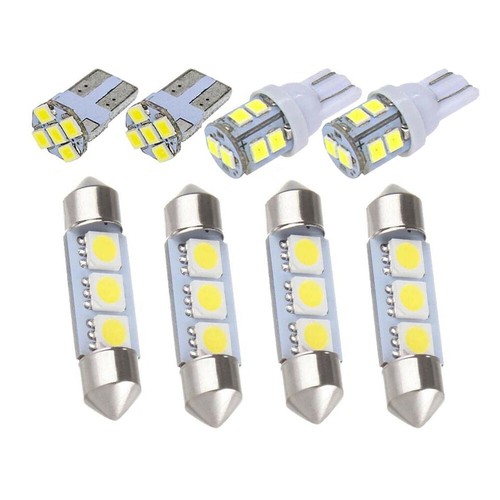 8x White LED Car Interior Bulbs Package Kit For Dome Map License Plate Light - Picture 2 of 12