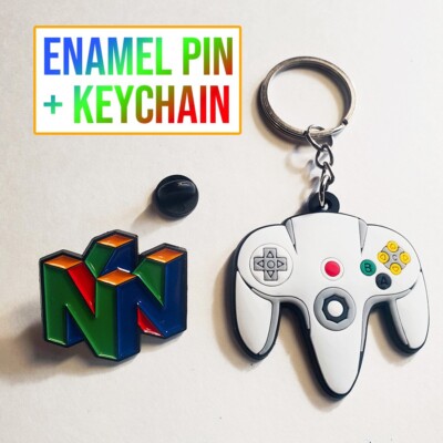 Nintendo 64 logo enamel pin controller keychain Retro Nintendo gaming  gift N64