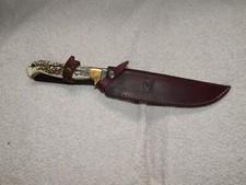 RARE Mission Artesania Arg 12" Stag Handle Fixed Blade Bowie Hunting Knife