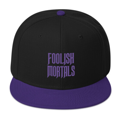 Foolish Mortals Haunted Mansion Embroidered Flat Bill Cap Snapback Hat