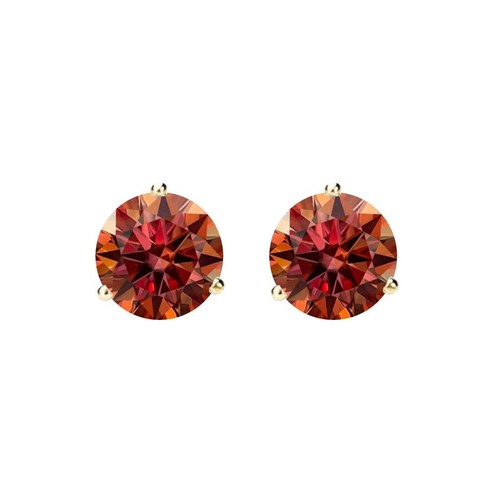 14K Gold GRA CertifiedD-VVS1 Watermelon Red Moissanite ScrewBack Stud Earrings - Picture 4 of 14