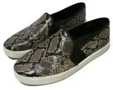 Vince Womens 9 M Snakeskin Slip On Sneakers Shoes Black Gray