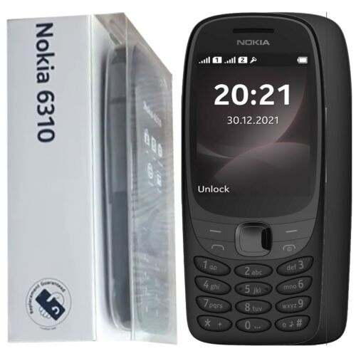 BNIB Nokia 6310 (2021) Black Dual SIM 8MB ROM+16MB RAM Unlocked 2G Simfree Radio - Afbeelding 1 van 1