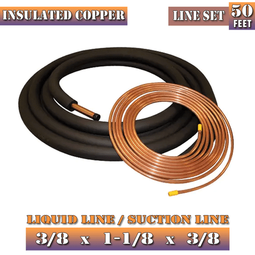 25-50 Ft 3/8" Insulated Copper HVAC Line Set Refrigerant For AC Split Systems - Picture 4 of 11