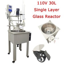 110V Single Layer Jacketed Glass Reactor 30L Chemical Laboratory Reaction Vessel